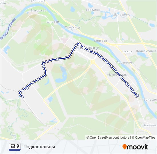 Автобус 9: карта маршрута