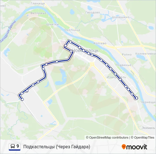 Автобус 9: карта маршрута