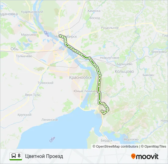 Автобус 8: карта маршрута