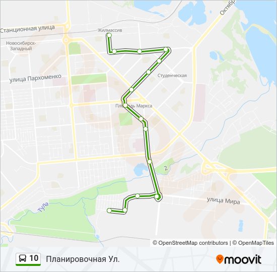 Автобус 10: карта маршрута