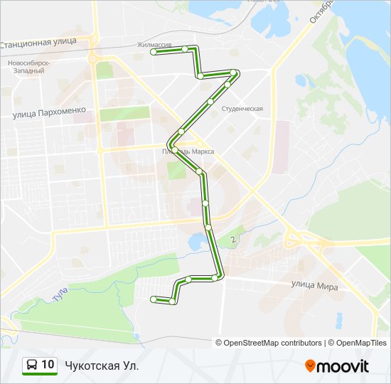 Автобус 10: карта маршрута
