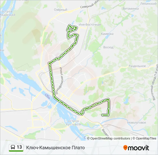 Автобус 13: карта маршрута