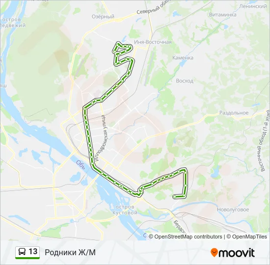 Автобус 13: карта маршрута