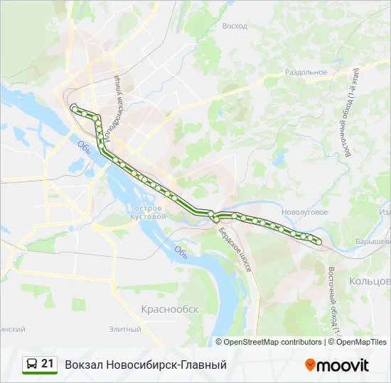 Автобус 21: карта маршрута