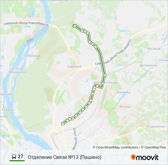 Автобус 27: карта маршрута