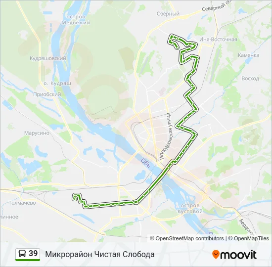 Автобус 39: карта маршрута