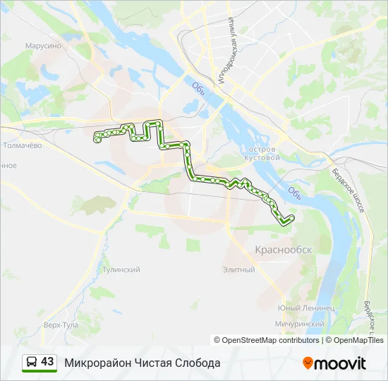 Автобус 43: карта маршрута