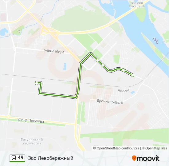 Автобус 49: карта маршрута