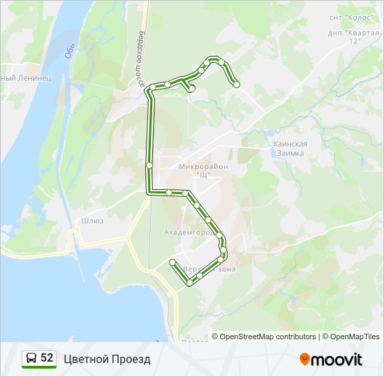Автобус 52: карта маршрута