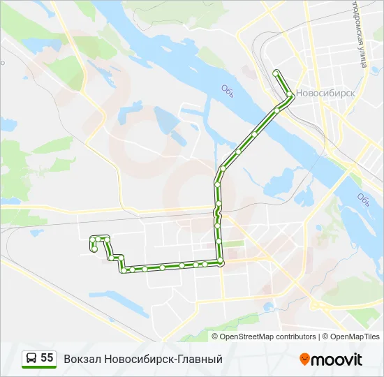 Автобус 55: карта маршрута