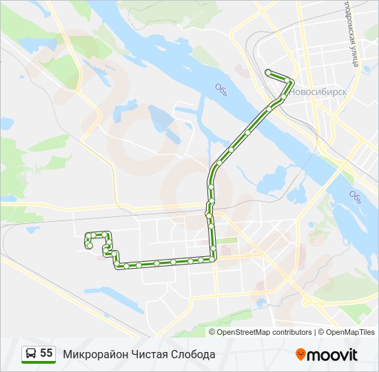 Автобус 55: карта маршрута
