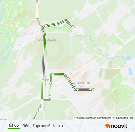 Автобус 65: карта маршрута