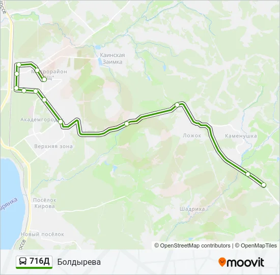 Автобус 716Д: карта маршрута