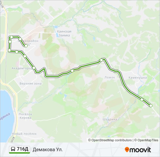 Автобус 716Д: карта маршрута