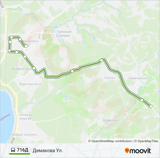 Автобус 716Д: карта маршрута