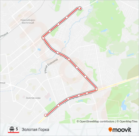 Трамвай 5: карта маршрута