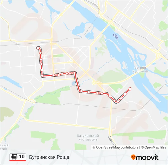 Трамвай 10: карта маршрута