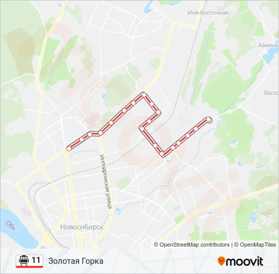 Трамвай 11: карта маршрута