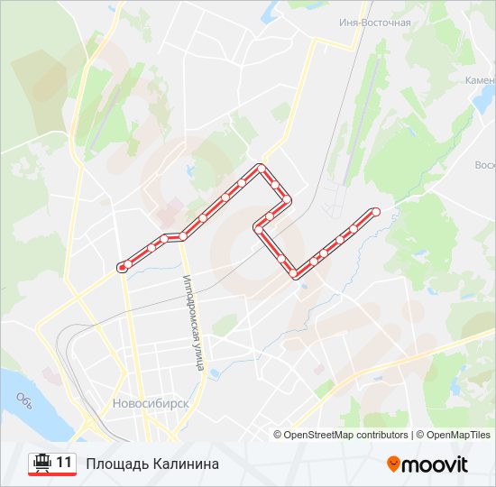 Трамвай 11: карта маршрута