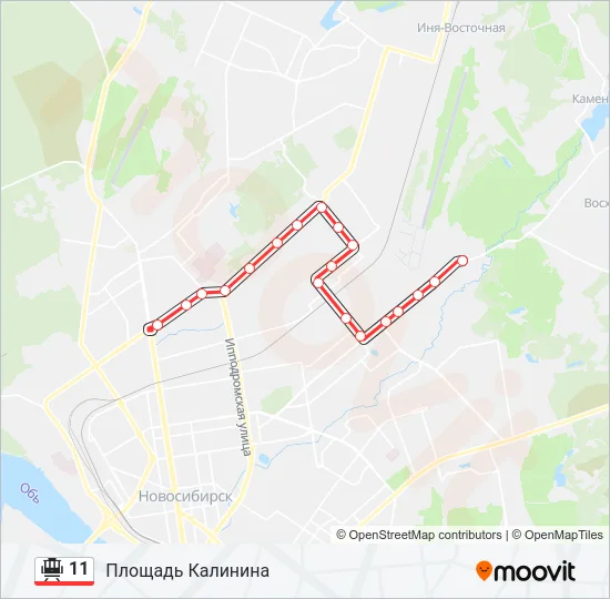 Трамвай 11: карта маршрута