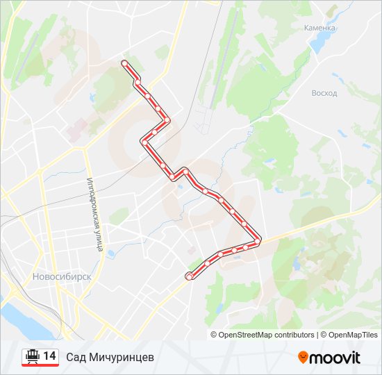 Трамвай 14: карта маршрута