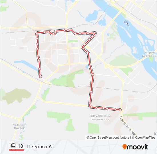 Трамвай 18: карта маршрута