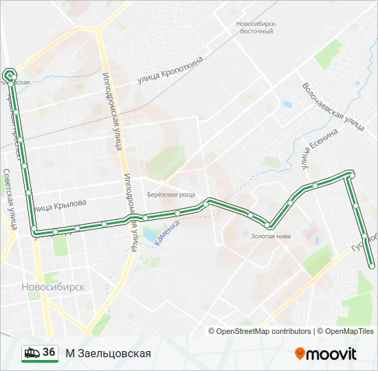 36 Trolleybus Line Map