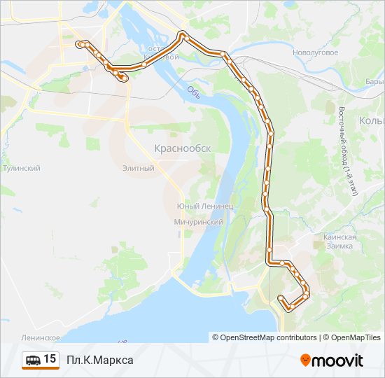 Схема маршрута 15 автобуса Первоуральск.