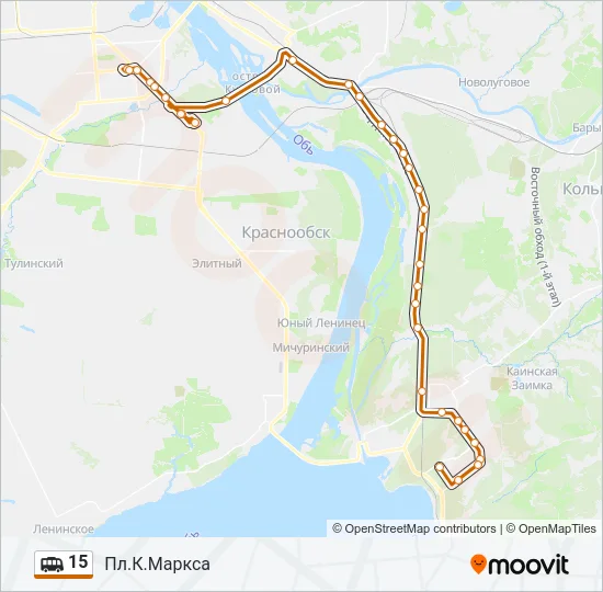 Маршрутка 15: карта маршрута