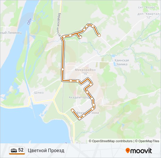 Маршрутка 52: карта маршрута