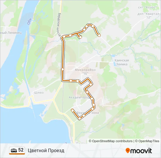 Маршрутка 52: карта маршрута