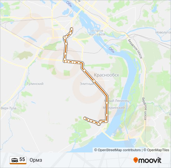 Маршрутка 55: карта маршрута