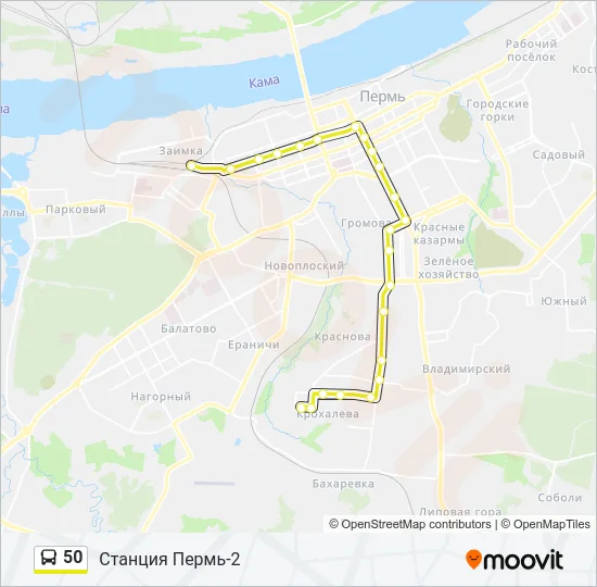 Автобус 50: карта маршрута