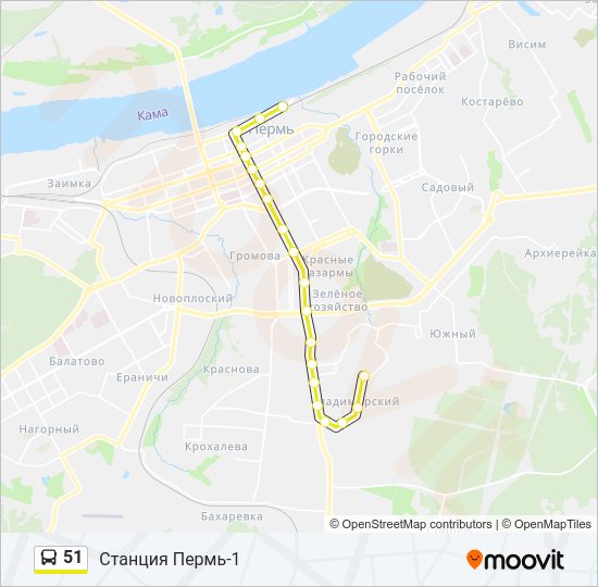 Автобус 51: карта маршрута