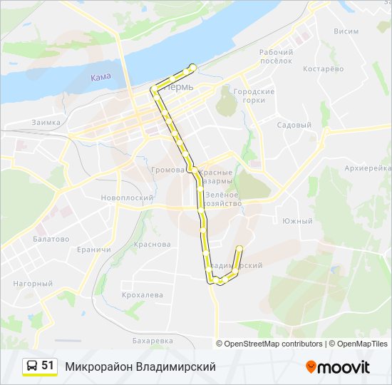 Автобус 51: карта маршрута