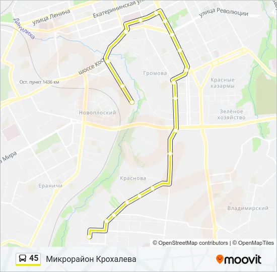 Автобус 45: карта маршрута