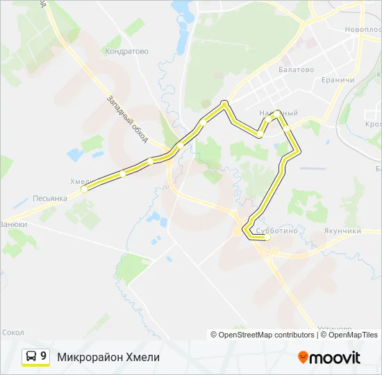 Автобус 9: карта маршрута