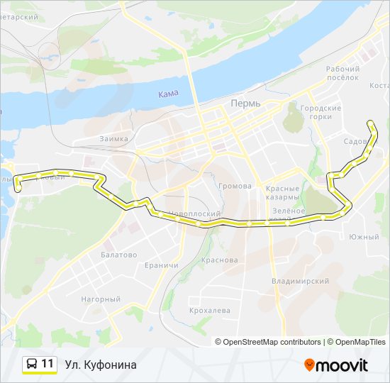 Автобус 11: карта маршрута