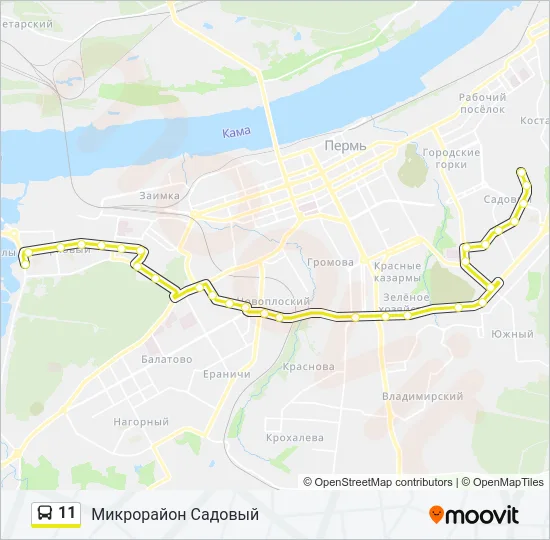 Автобус 11: карта маршрута