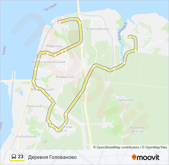 Автобус 23: карта маршрута