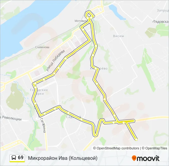 Автобус 69: карта маршрута