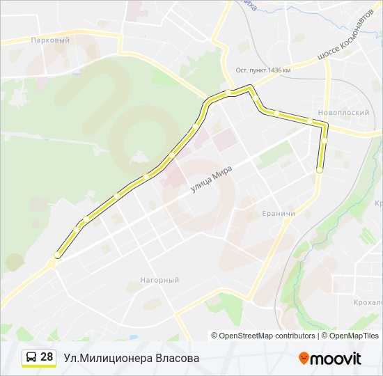 Автобус 28: карта маршрута