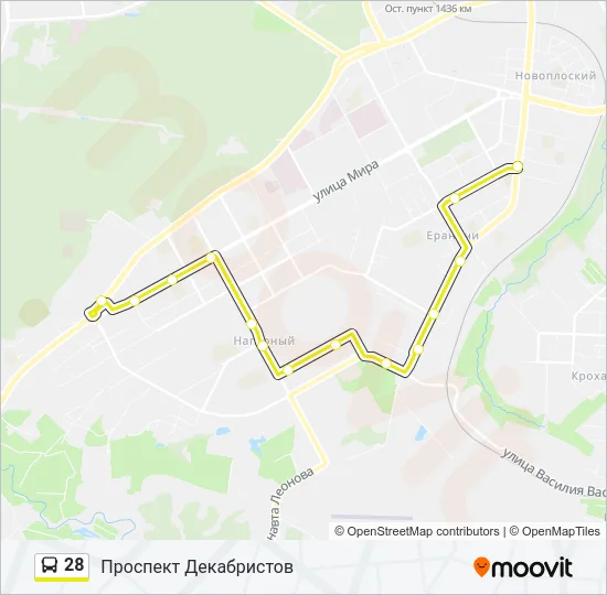 Автобус 28: карта маршрута