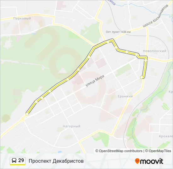 Автобус 29: карта маршрута