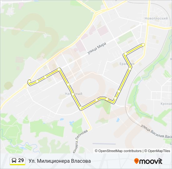 Автобус 29: карта маршрута