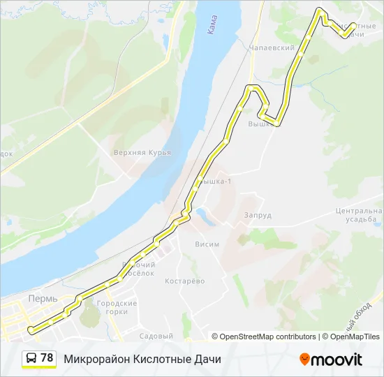 Автобус 78: карта маршрута