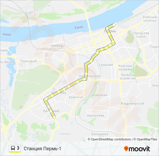 Автобус 3: карта маршрута