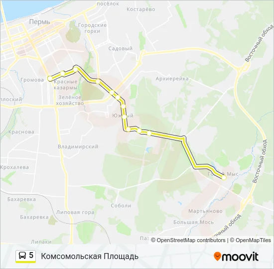 Автобус 5: карта маршрута