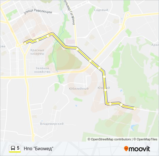 Автобус 5: карта маршрута