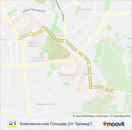 Автобус 5: карта маршрута